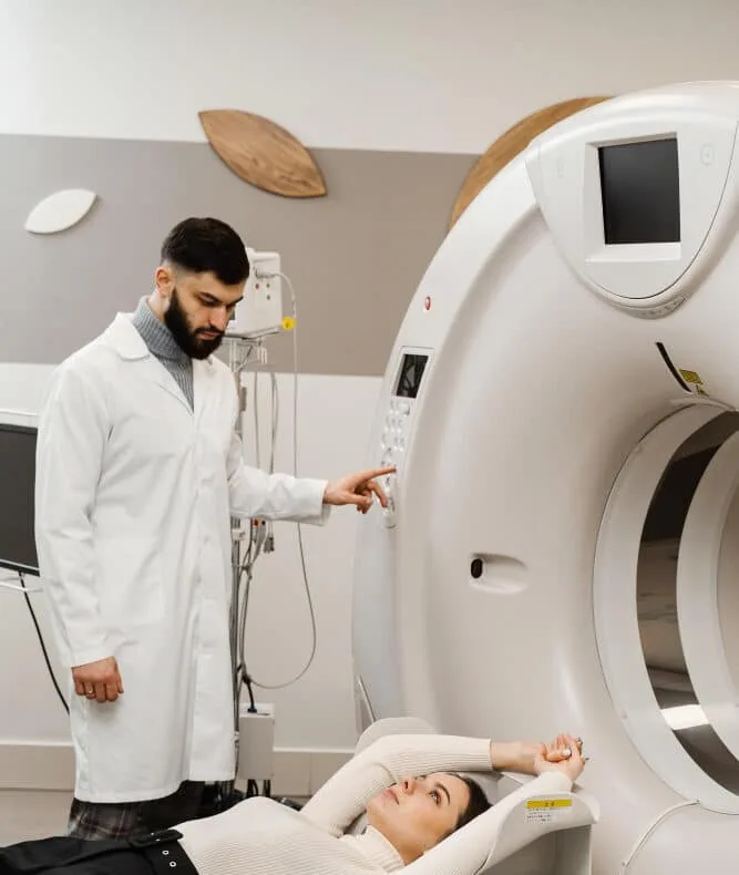 Patient undergoing a CT scan.