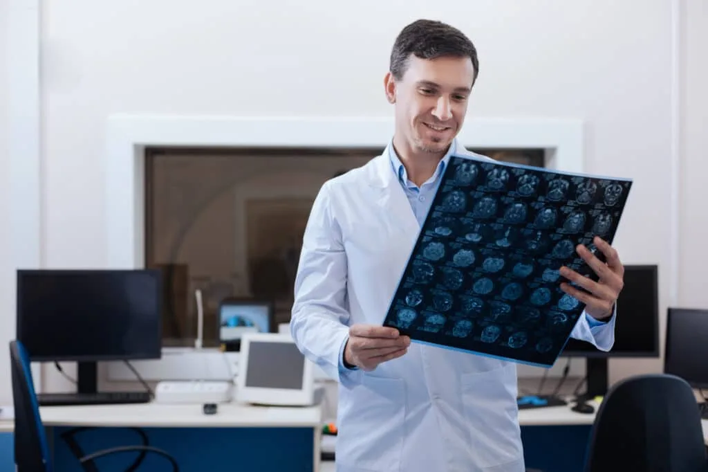 Neurologist reviewing scan